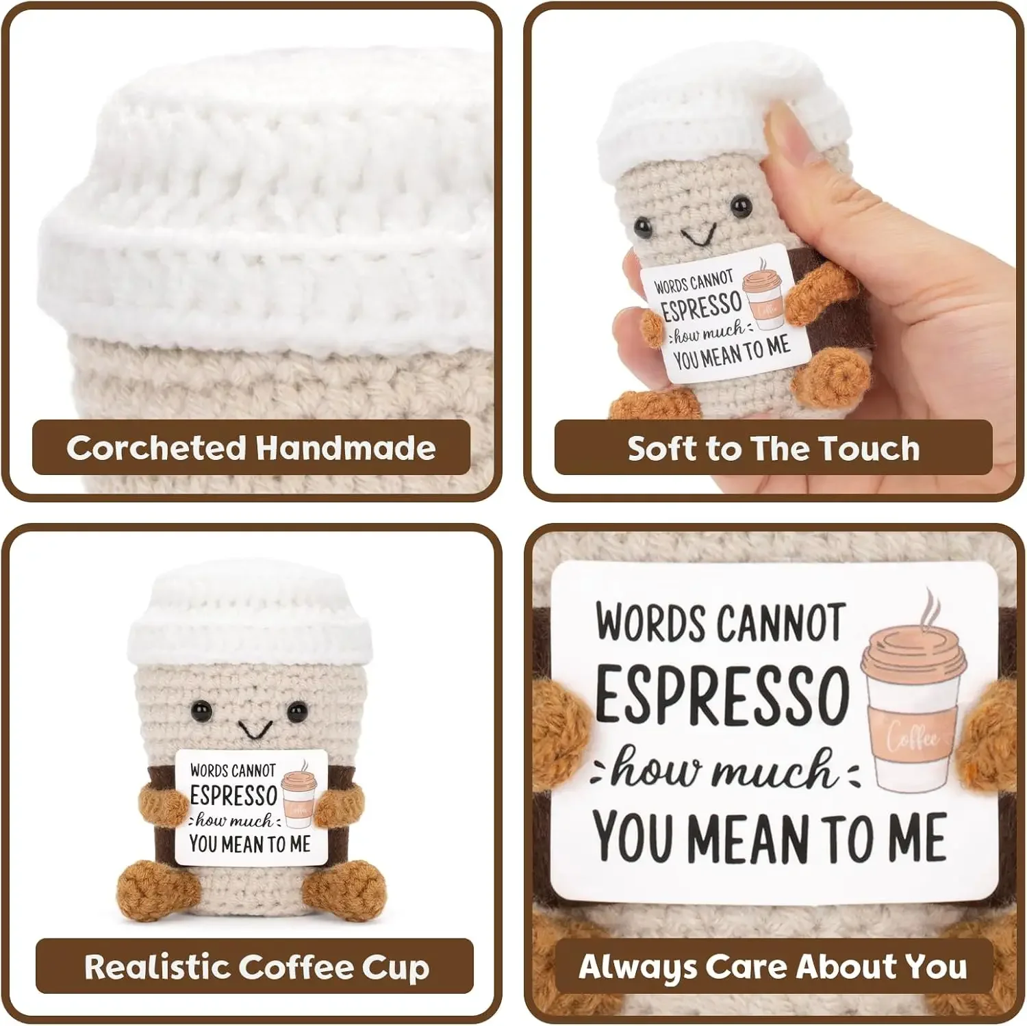 Handmade Crochet Emotional Support Coffee Doll Home Decor - Image 2