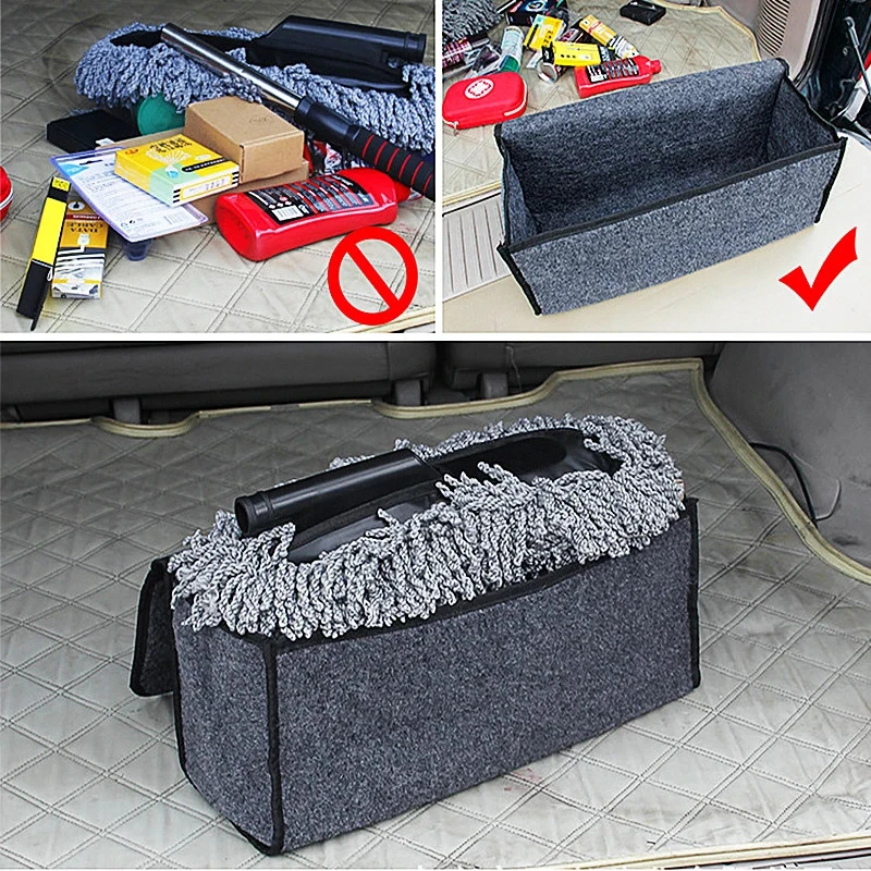 Woolen Felt Car Trunk Organizer Multi-Pocket Storage Box - Image 3