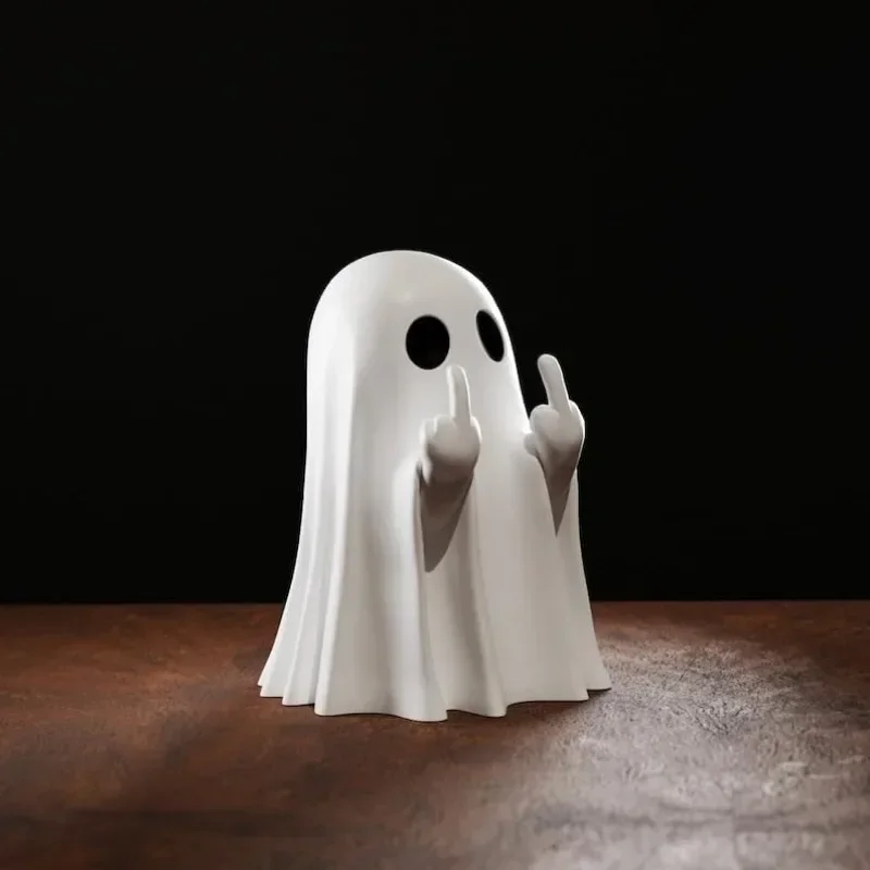 Car Decorate Luminous Middle Finger Cute Ghost Statue Small Scary Ghost Figurines Halloween Decoration Home Table Ornaments - Image 4