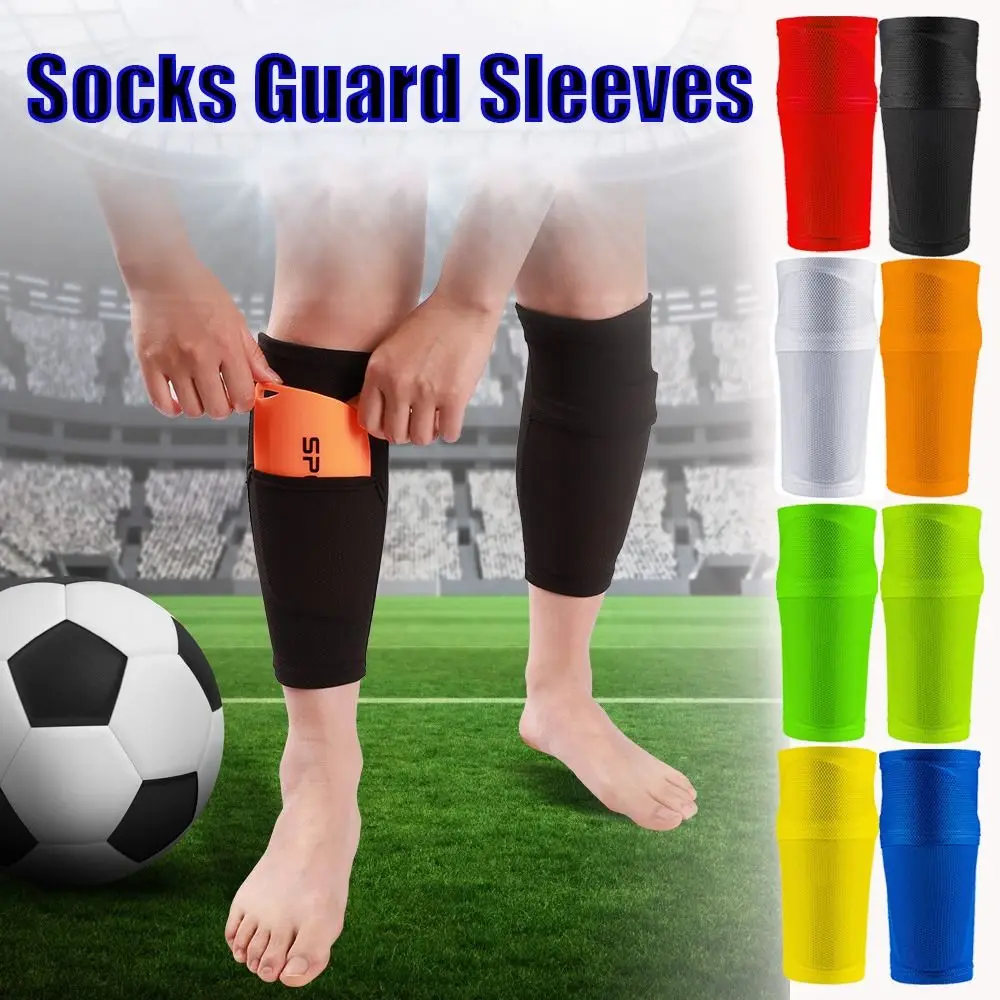 Nylon Soccer Shin Guards Adult Calf Protectors with Pocket - Image 3