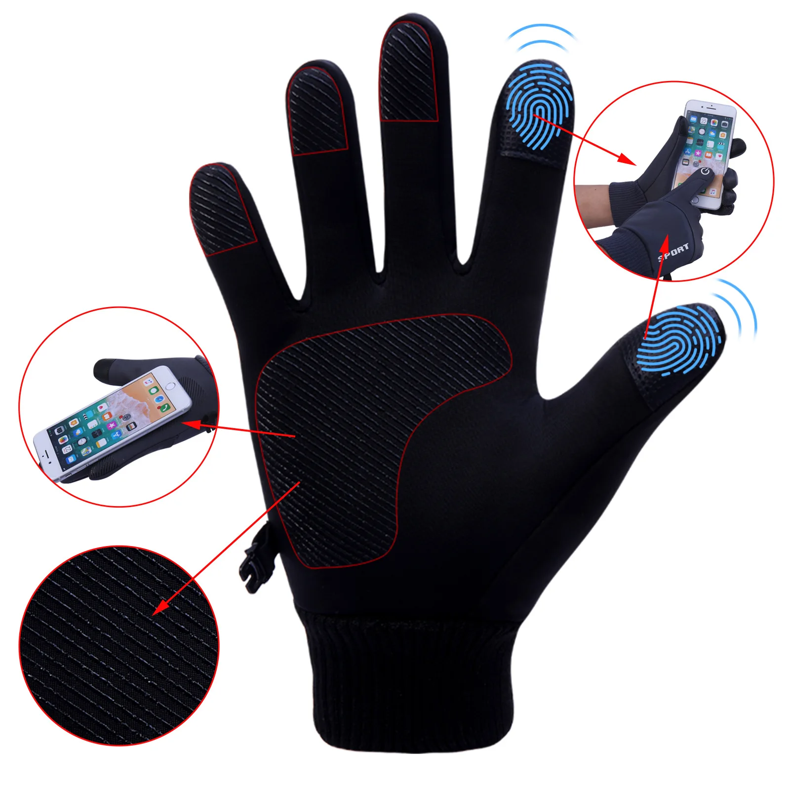Water Resistant Thermal Touch Screen Gloves for Driving Skiing - Image 2