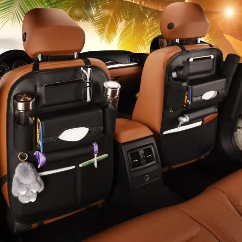 Universal PU Leather Car Seat Back Organizer Storage Bag
