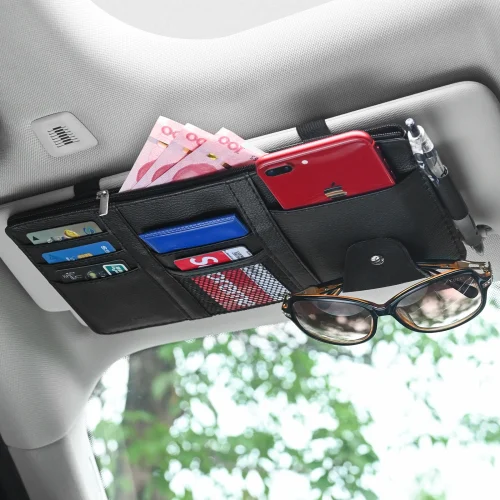 Car Sun Visor Organizer Business Card Holder Glasses Case