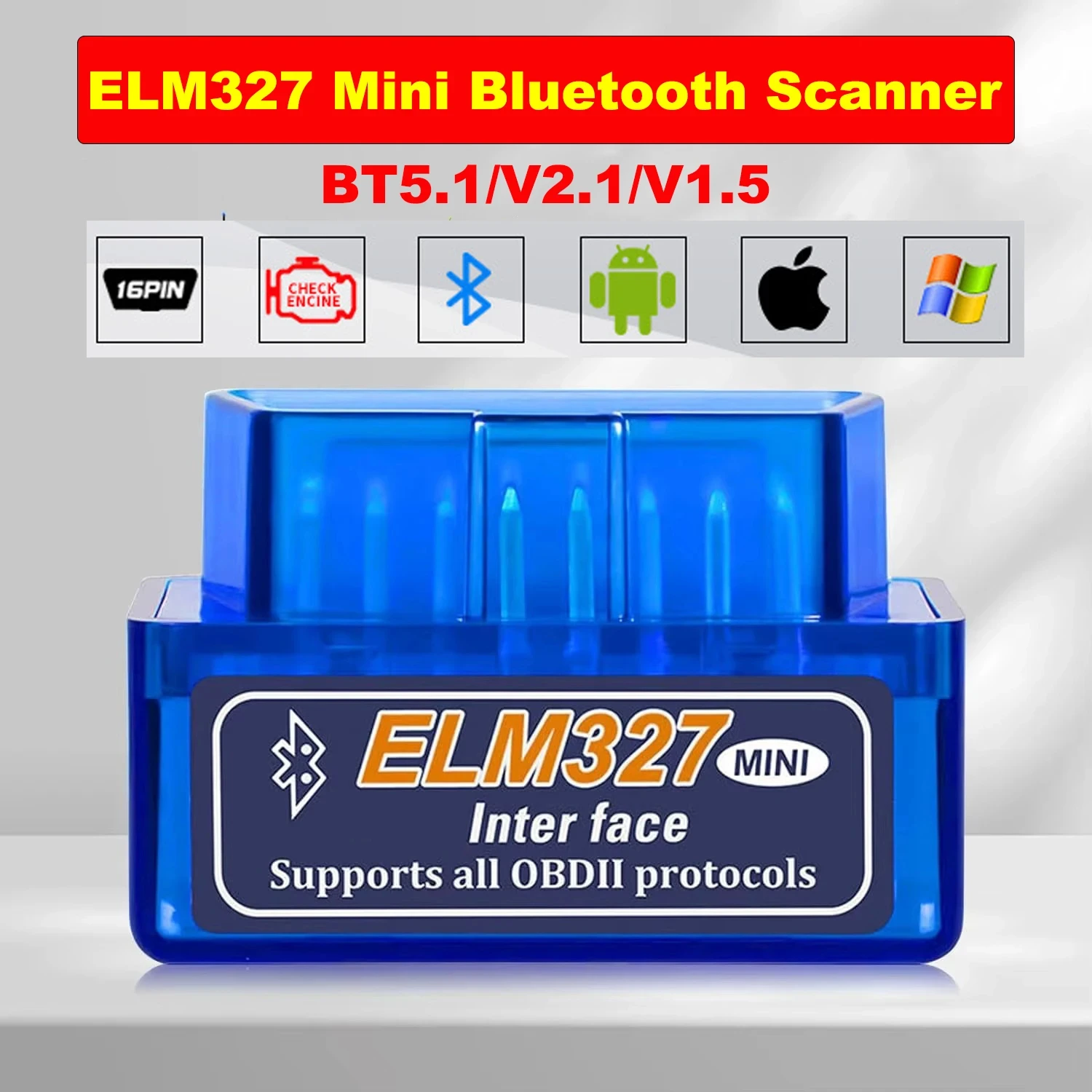 OBD2 Scanner ELM327 V2.1 Bluetooth Code Reader for Android Windows