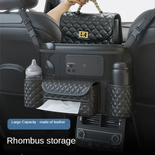 PU Leather Car Seat Storage Bag Organizer Between Seats