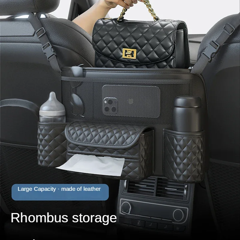 PU Leather Car Seat Storage Bag Organizer Between Seats