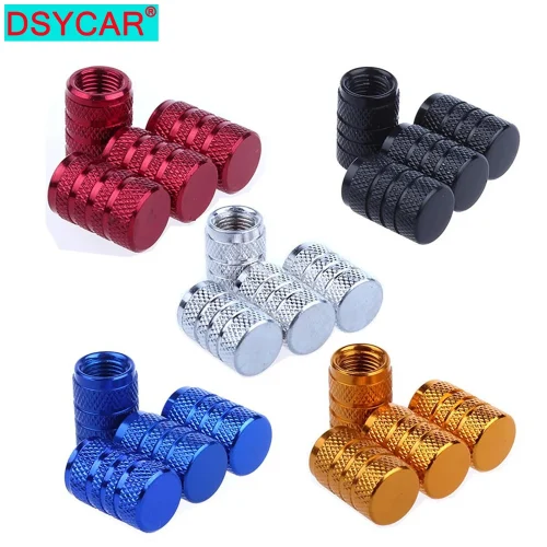 DSYCAR Aluminum Tire Valve Stem Caps 4Pcs Knurling Style