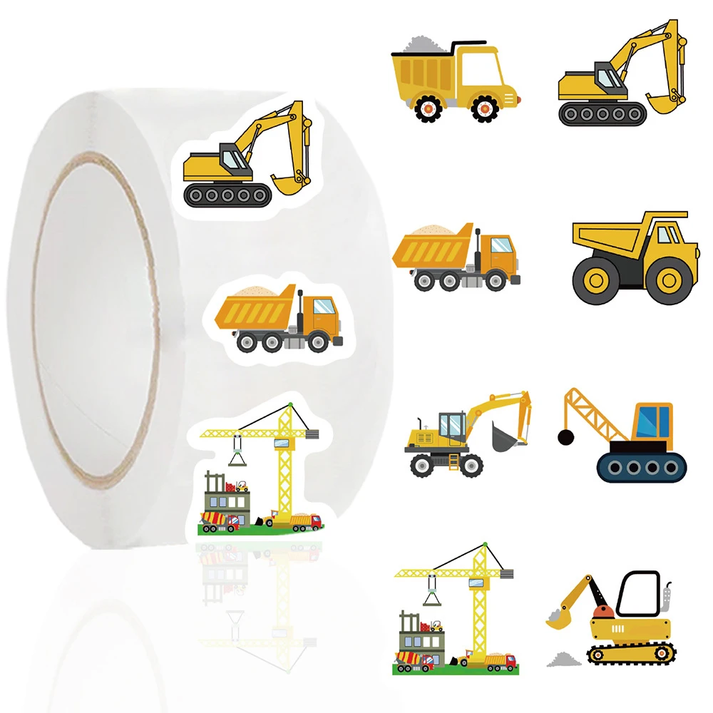 500Pcs Construction Vehicle Stickers for Kids Rewards