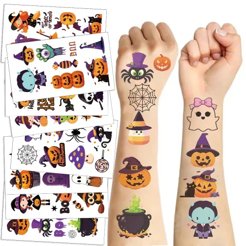 Halloween Pumpkin Temporary Tattoo Stickers Waterproof 10 Sheets