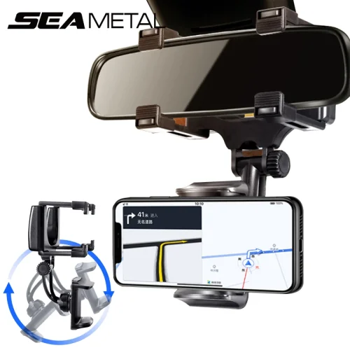 SEAMETAL Car Rearview Mirror Phone Holder Adjustable Mount