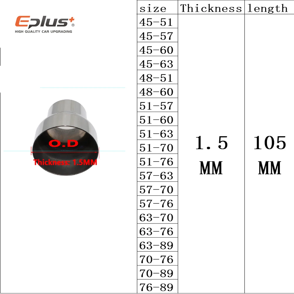 Universal Stainless Steel Exhaust Muffler Adapter Reducer 1.5MM - Image 2