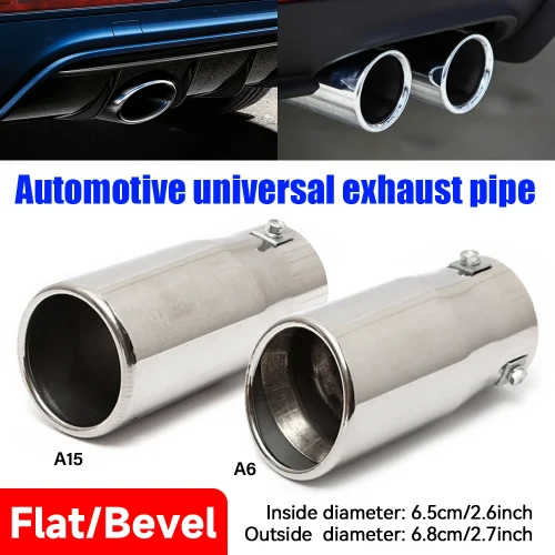 Stainless Steel Car Exhaust Muffler Tip 66mm Bevel Flat