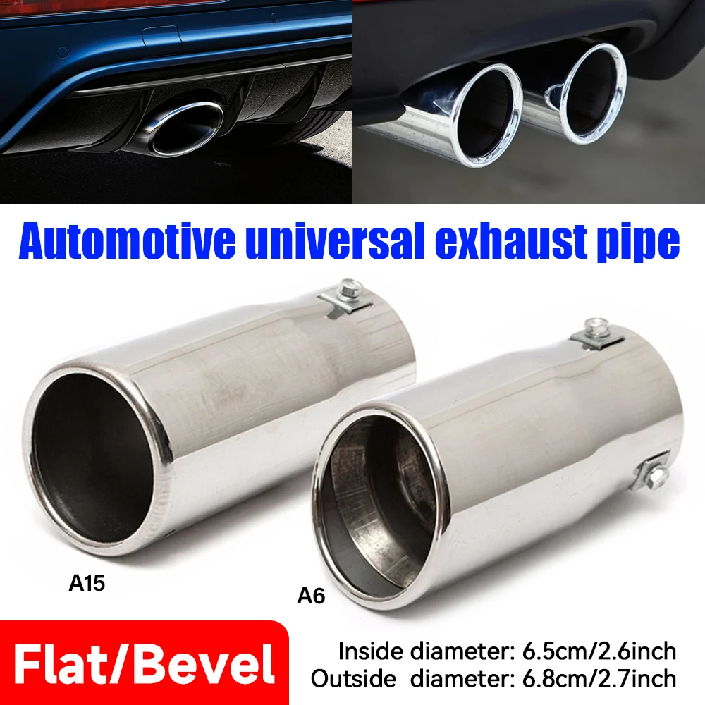 Stainless Steel Car Exhaust Muffler Tip 66mm Bevel Flat