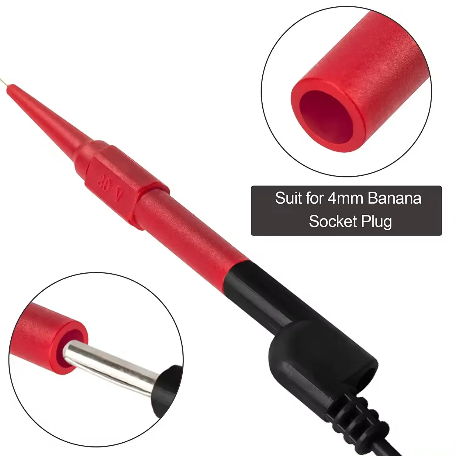 30V Multimeter Test Lead Probes Kit with Nickel Plated Brass - Image 5
