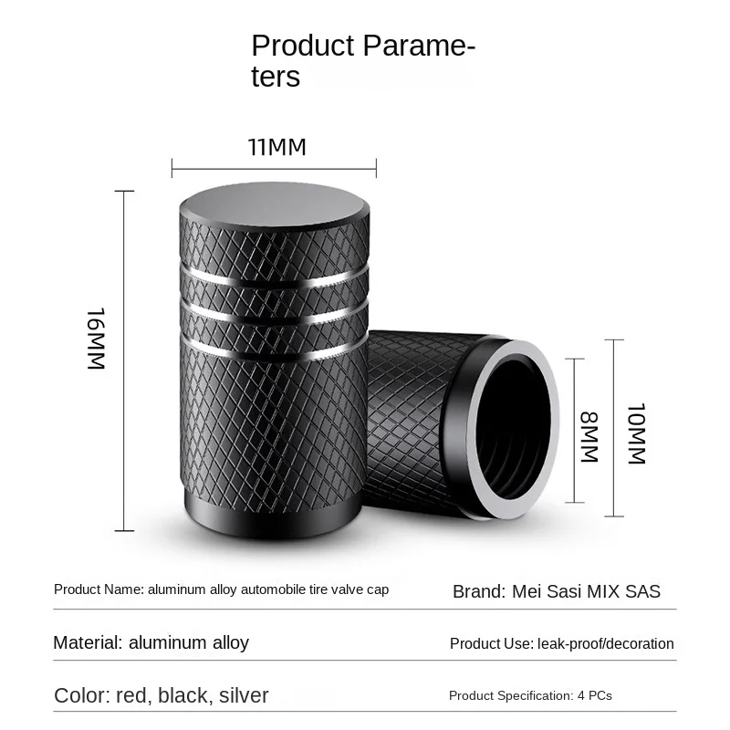 Aluminum Tire Valve Stem Caps Knurling Style Universal 4Pcs - Image 4