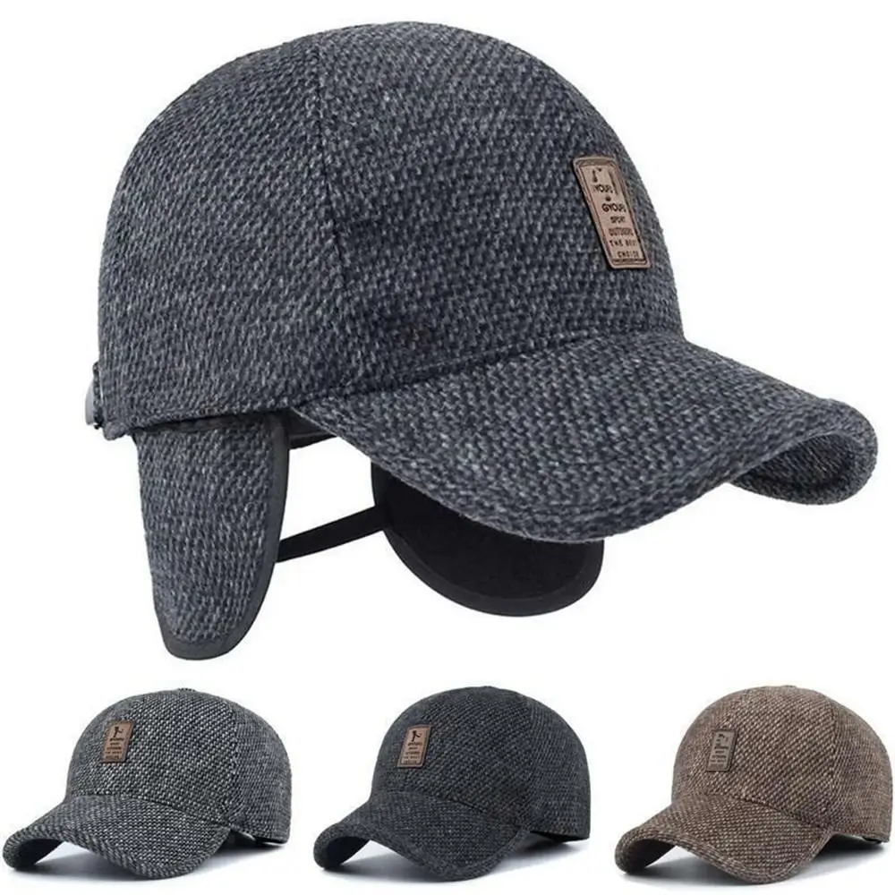 Men's Adjustable Warm Polyester Earmuffs Baseball Cap - Image 2