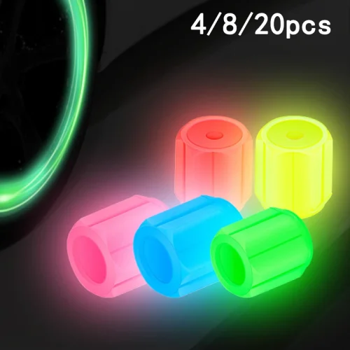 Luminous Tire Valve Caps Glowing Auto Accessories 4-20pcs