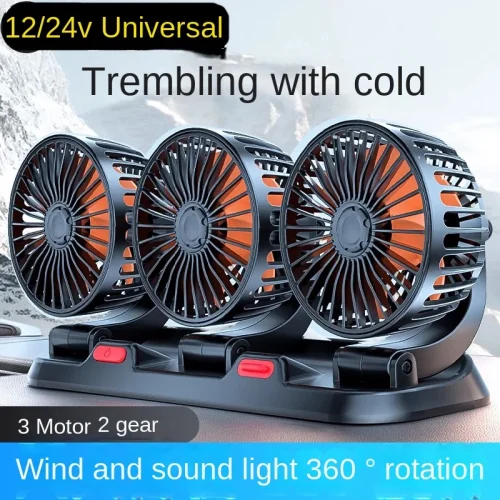 360° Adjustable 3 Head USB 12V 24V Car Electric Fan