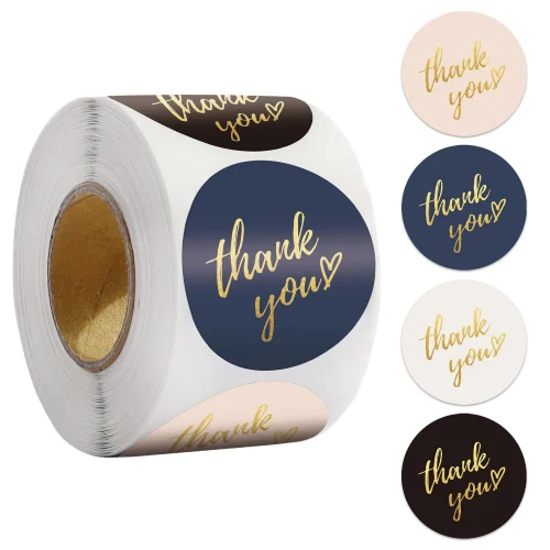 Blue Thank You Stickers 1 Inch Round Paper Envelope Sealing