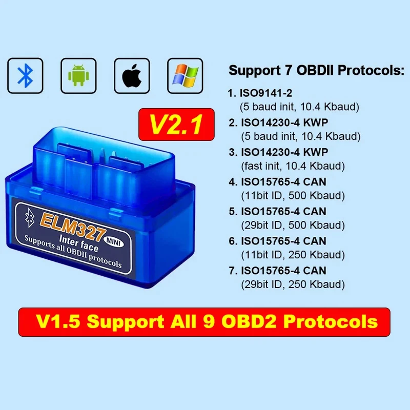 OBD2 Scanner ELM327 V2.1 Bluetooth Code Reader for Android Windows - Image 3