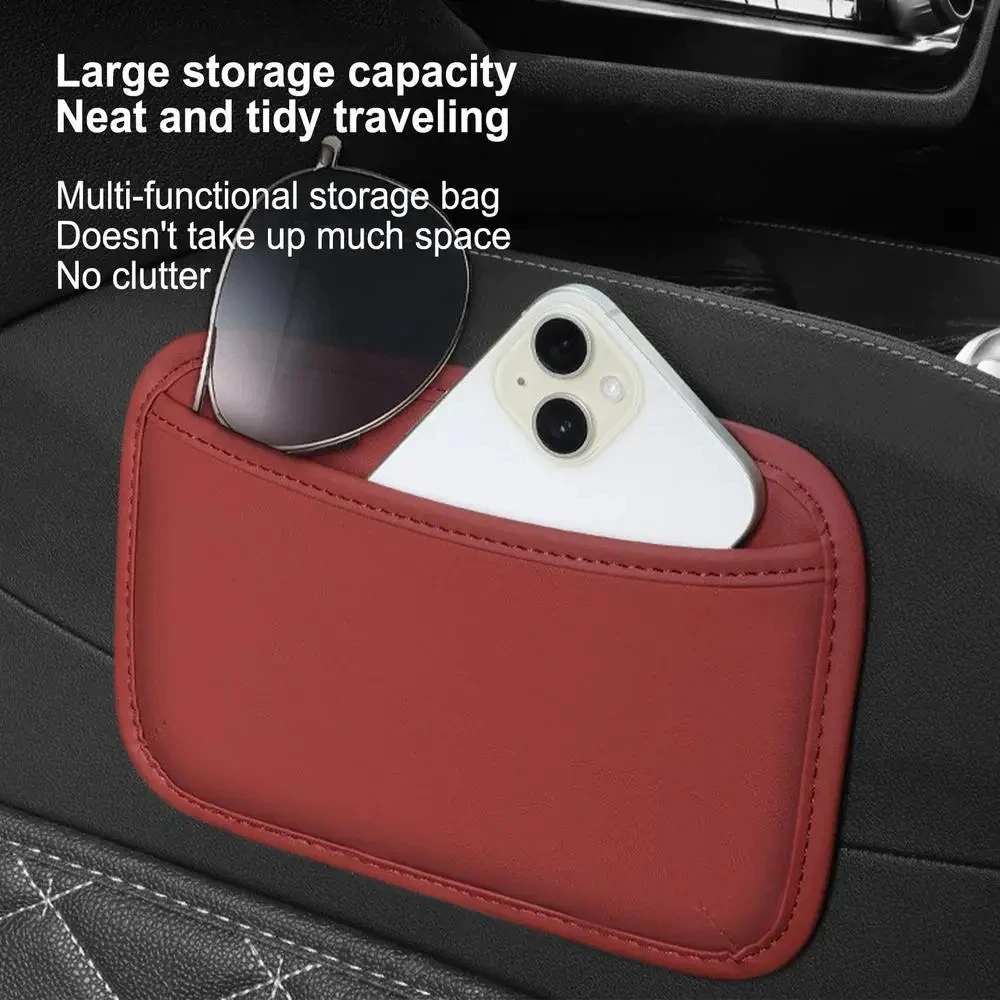 PU Leather Car Seat Side Pocket Organizer Storage Bag - Image 4