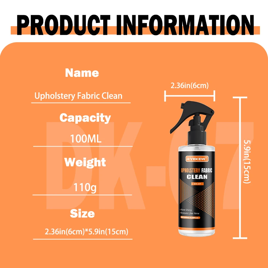 Car Interior Cleaner DK-07 Leather Fabric Upholstery Stain Remover - Image 7