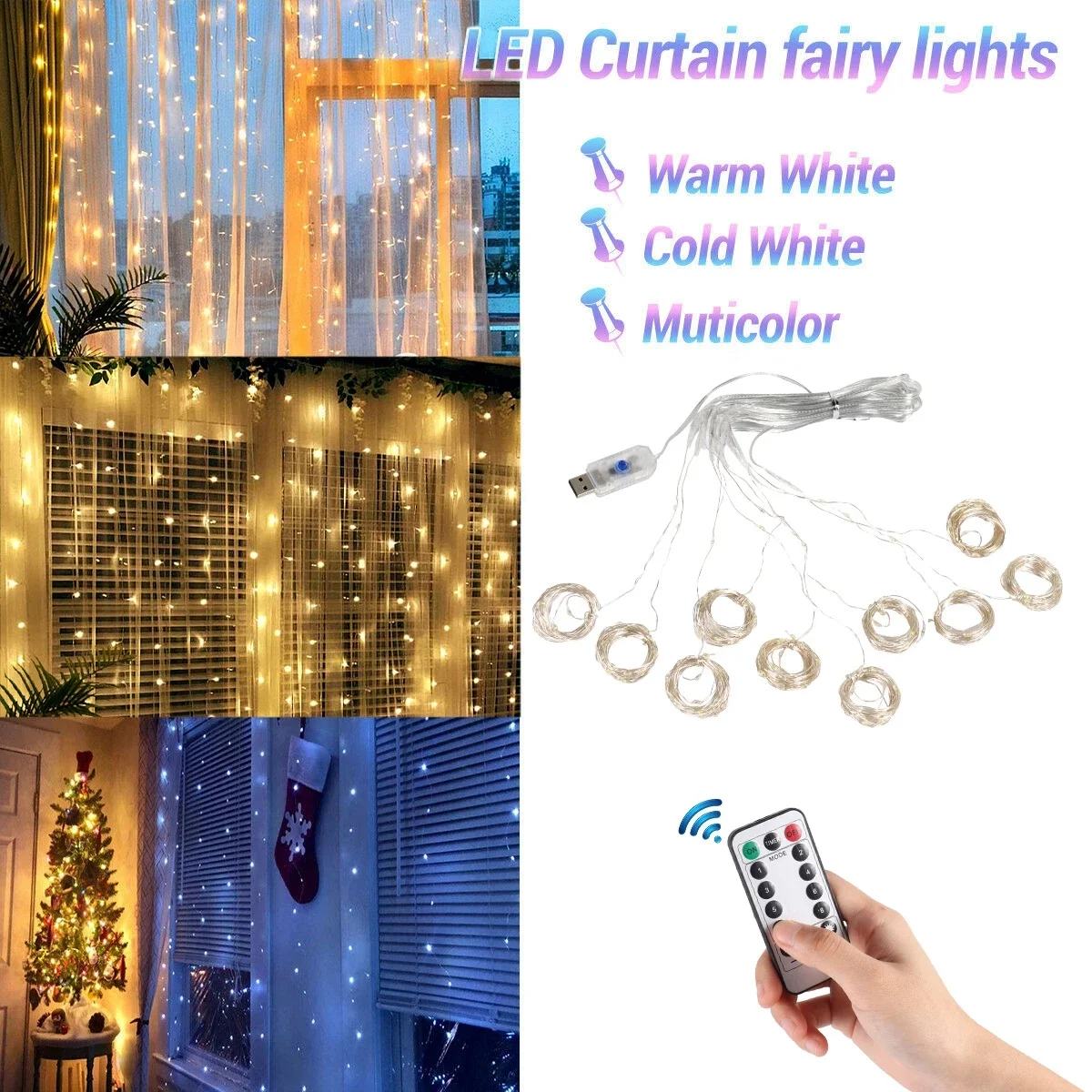 Christmas Curtain Lights Garland Decorative Fairy Lights - Image 6
