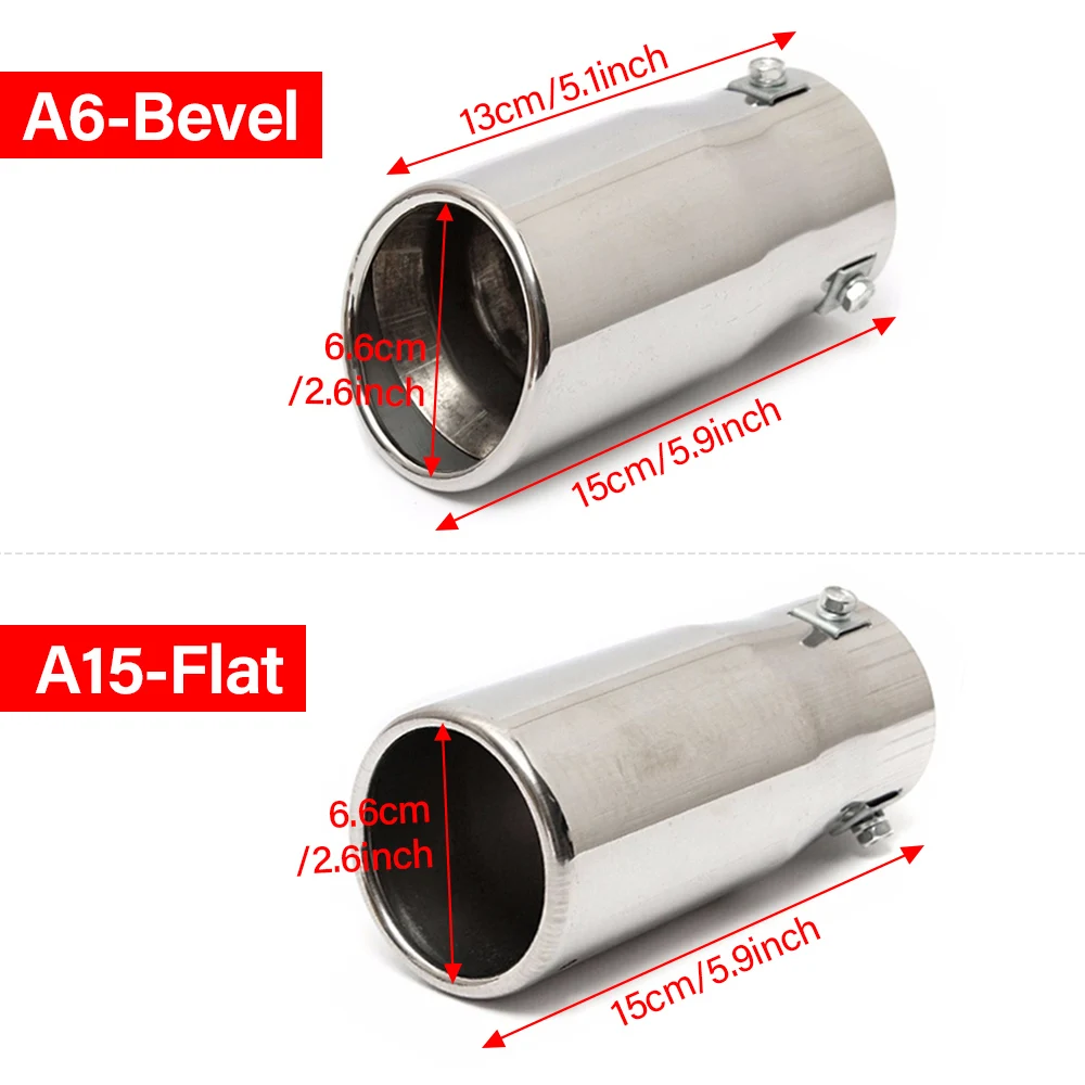 Stainless Steel Car Exhaust Muffler Tip 66mm Bevel Flat - Image 2