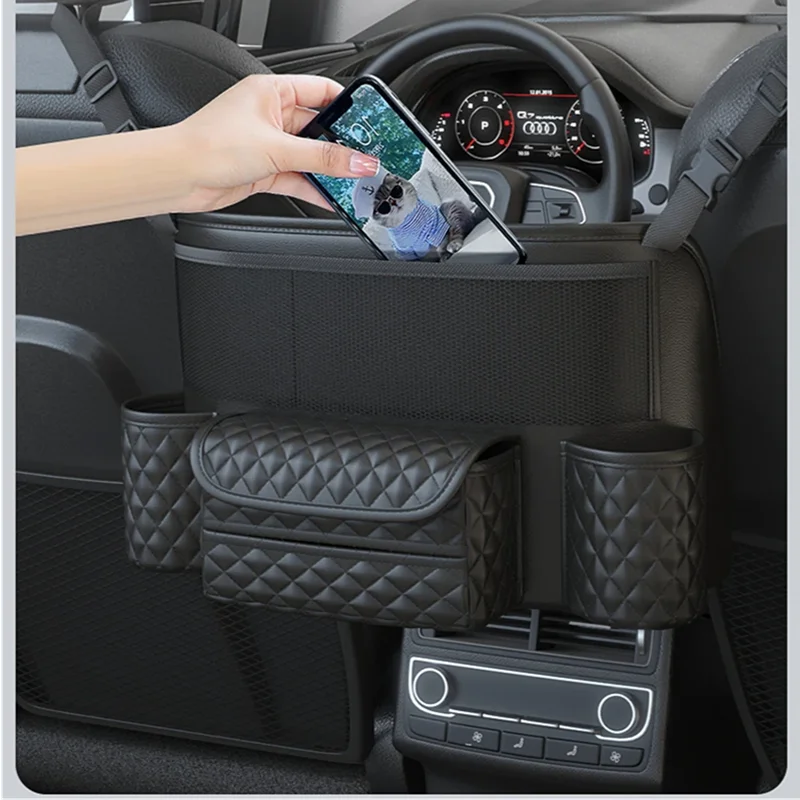 PU Leather Car Seat Storage Bag Organizer Between Seats - Image 4
