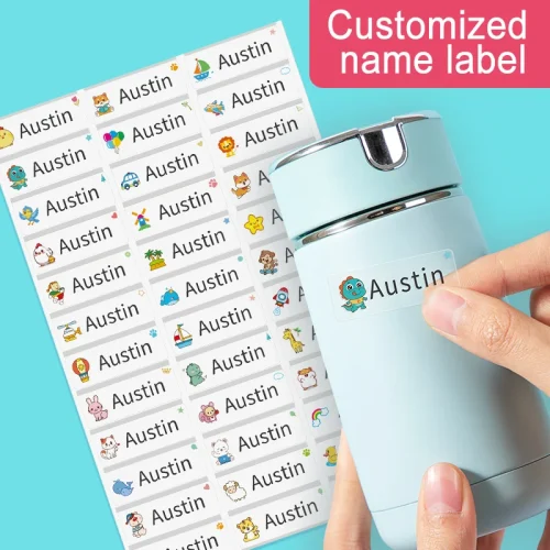 Custom Waterproof Transparent Name Stickers for Kids Supplies