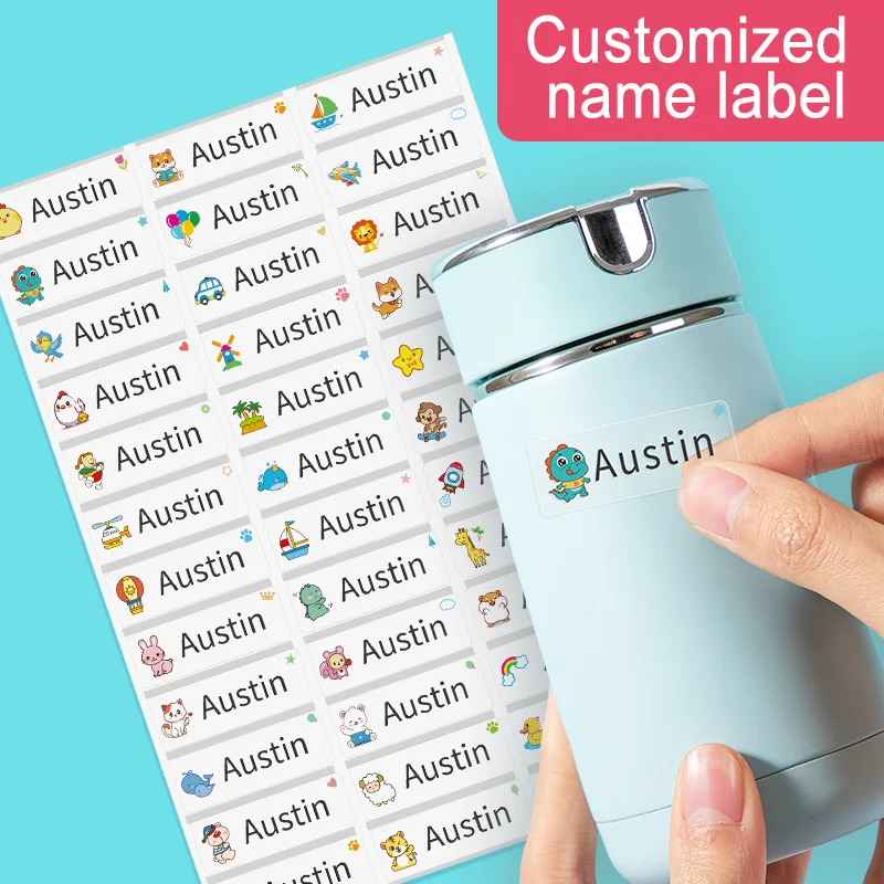 Custom Waterproof Transparent Name Stickers for Kids Supplies