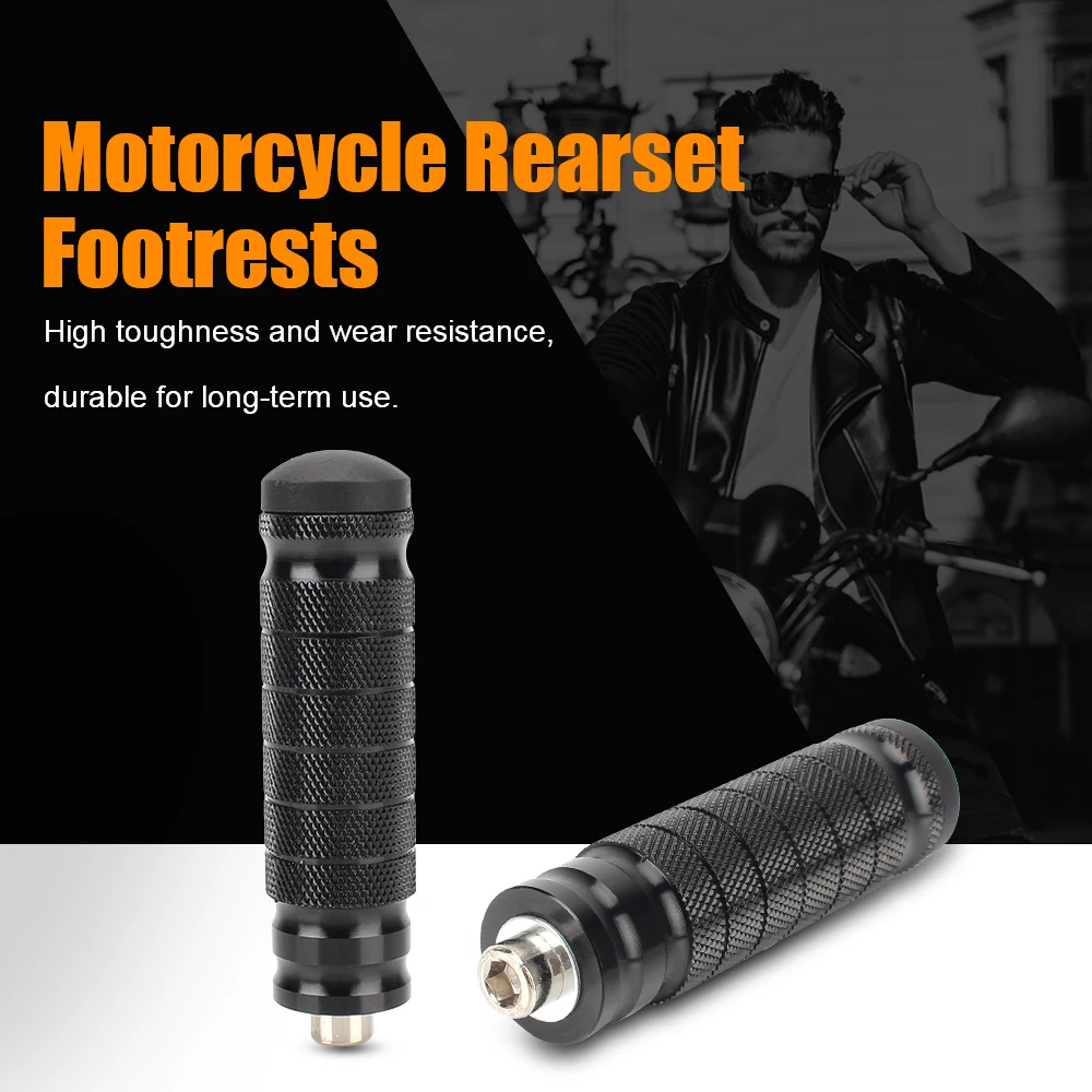 Aluminum Motorcycle Rearset Footpegs Non-Slip Black Pair - Image 5