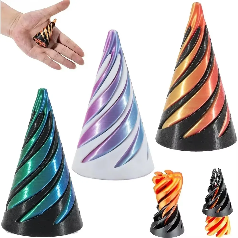 3D Printed Spiral Cone Pyramid Optical Illusion Desk Toy - Image 5