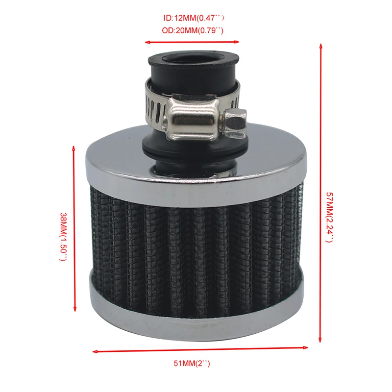 Universal 12mm Motorcycle Cold Air Intake High Flow Filters - Image 2