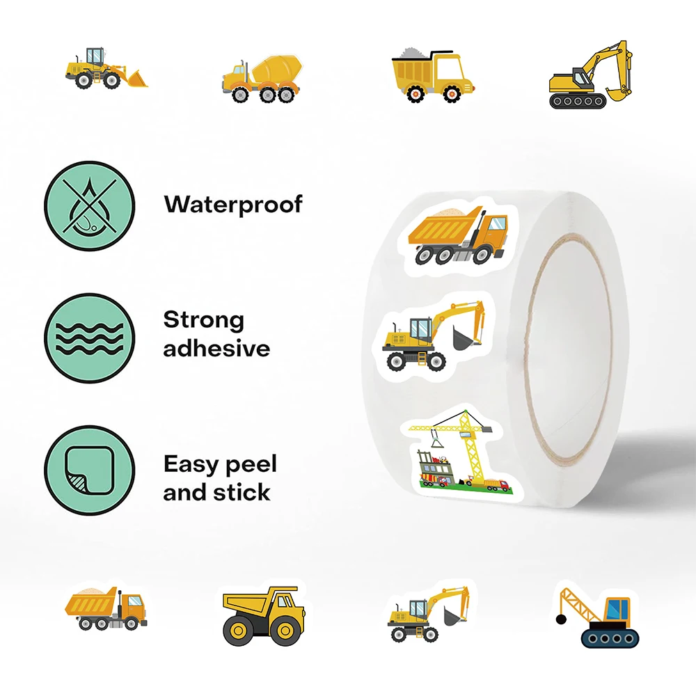 500Pcs Construction Vehicle Stickers for Kids Rewards - Image 3