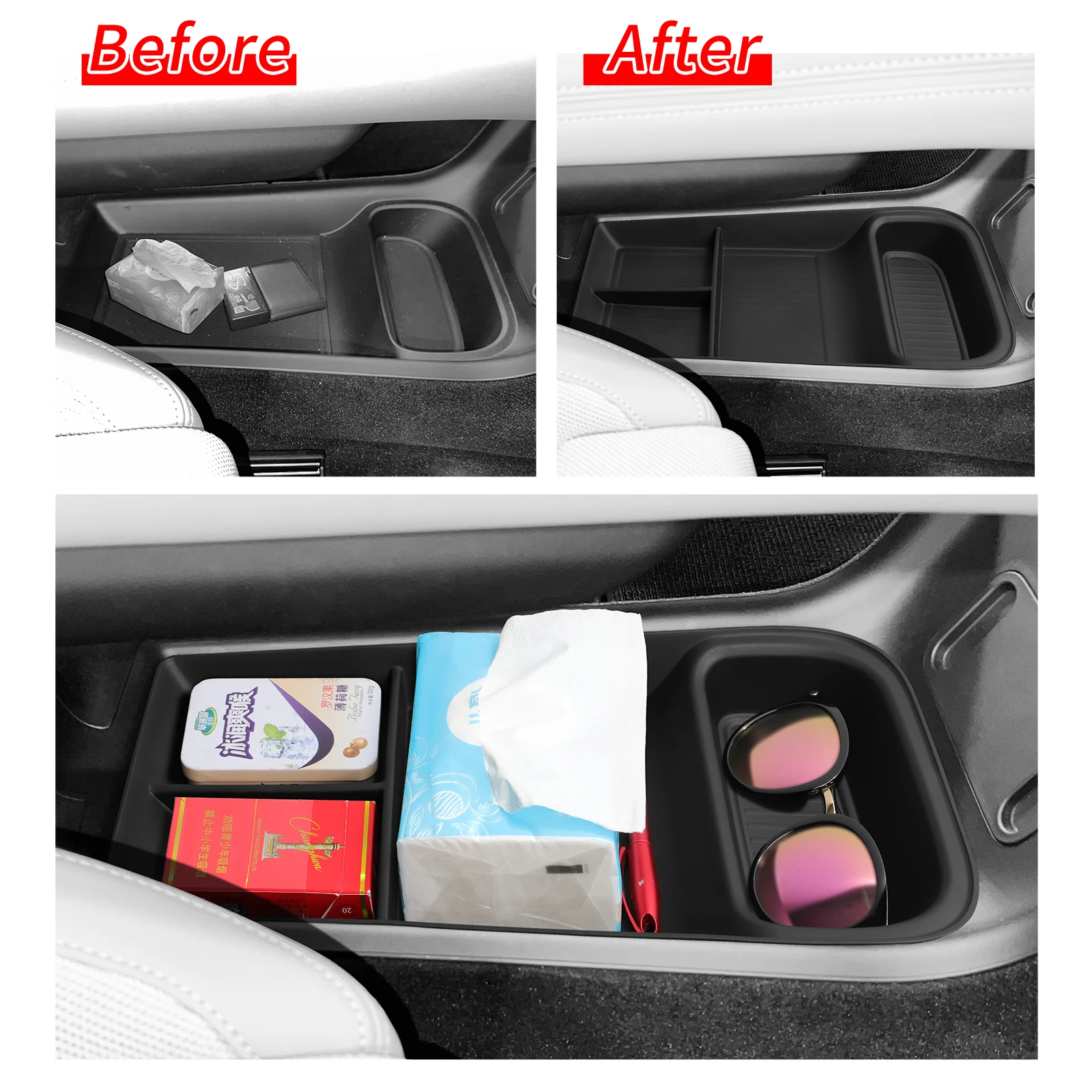 Polestar 4 Central Console Storage Organizer TPE Black - Image 3