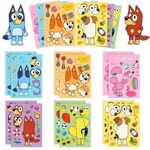 Bluey Cartoon Dog Puzzle Stickers Educational DIY Toys