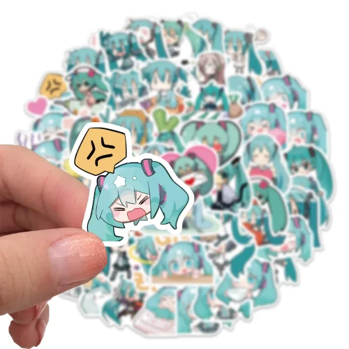 50PCS Waterproof PVC Cartoon Miku Stickers for Luggage Laptop