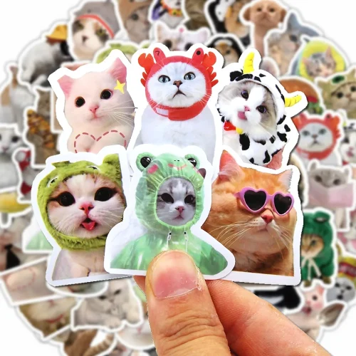 Funny Cat Stickers Synthetic Paper Decals for Kids Luggage