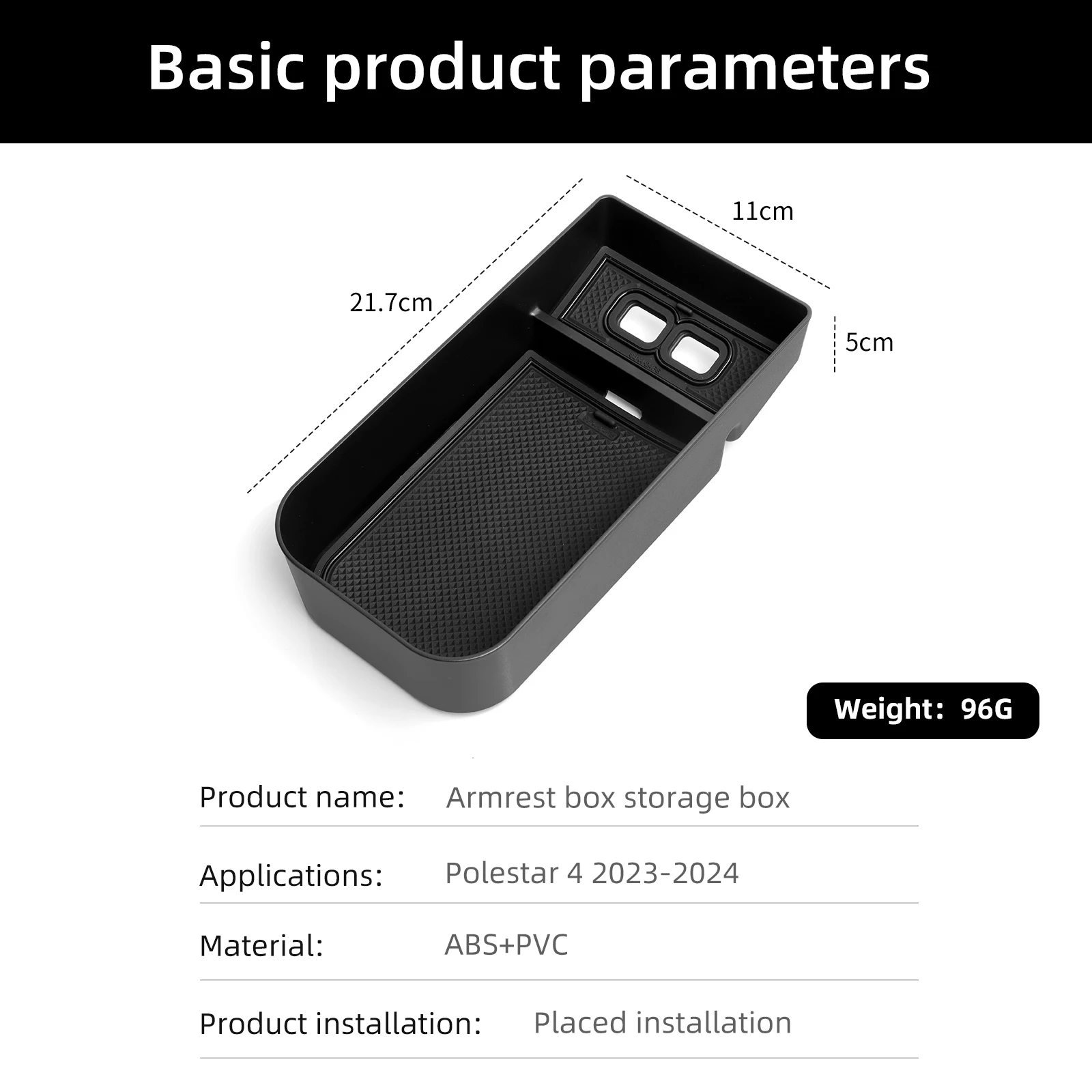 Polestar 4 Armrest Storage Box ABS PVC Console Organizer - Image 4