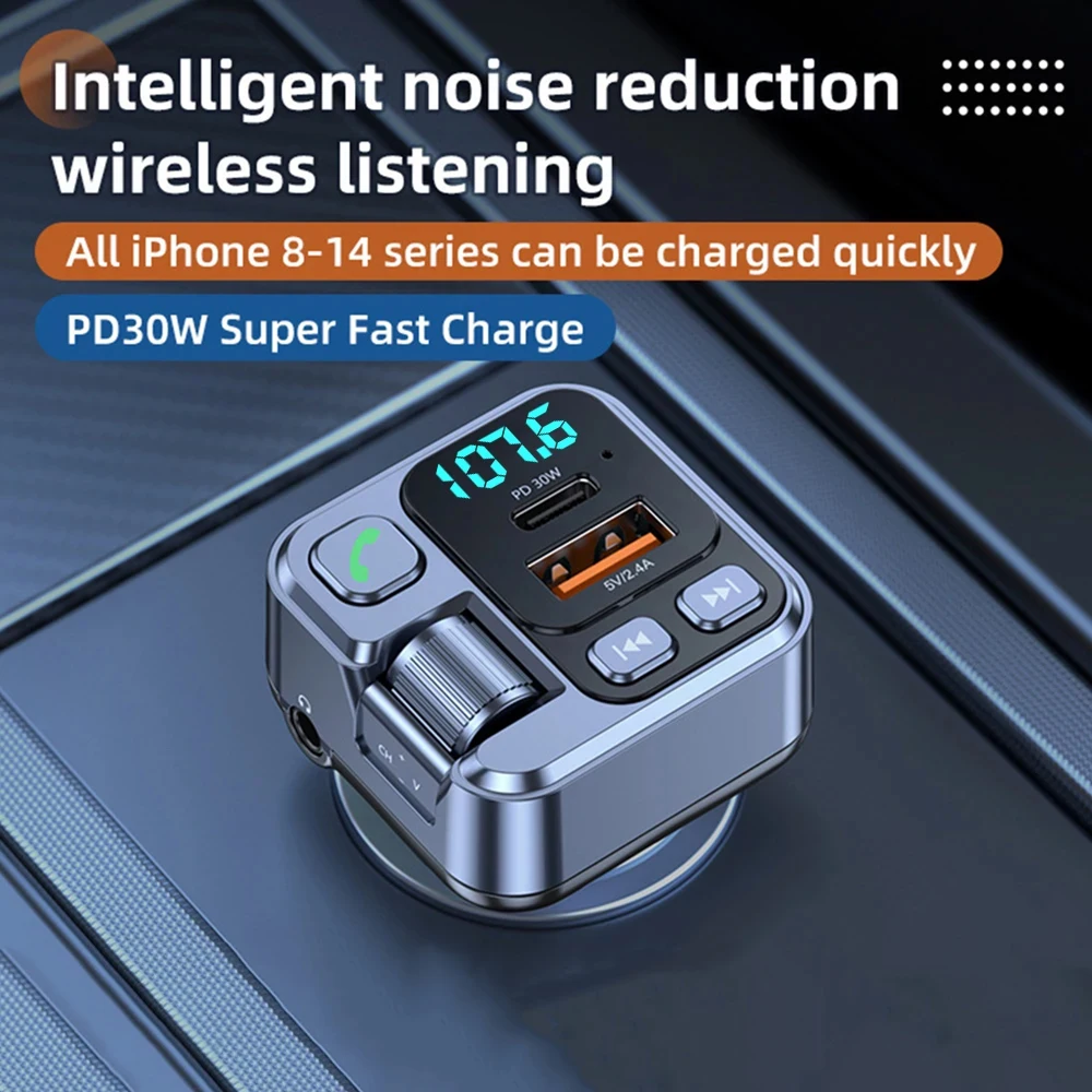 Bluetooth Car Receiver PD30W Fast Charging AUX FM Transmitter - Image 2