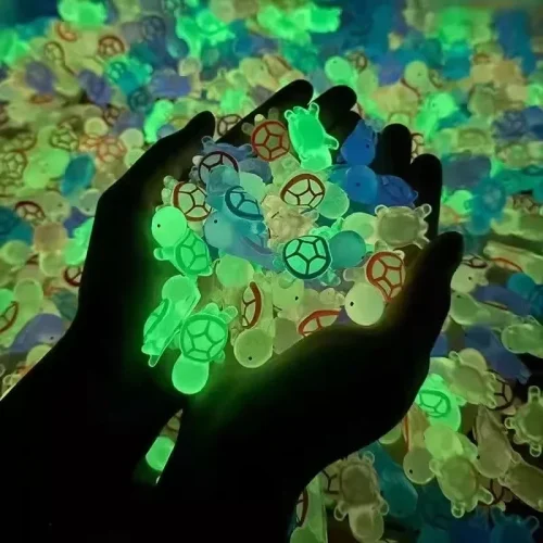 50 Pcs Mini Luminous Turtle Resin Ornaments for Home Decor