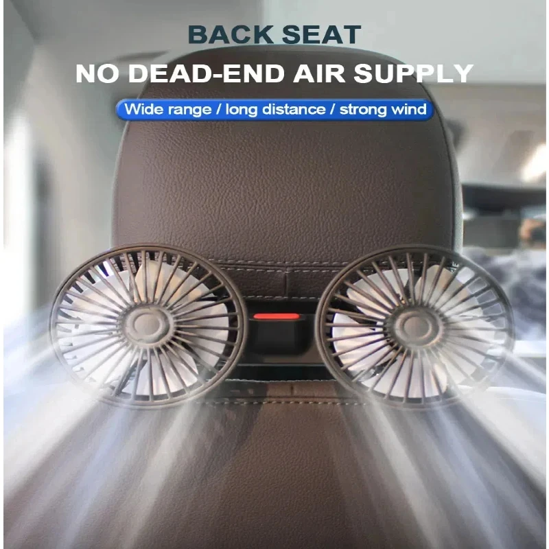 3-Speed USB Car Seat Back Dual Head Cooling Fan 360 Rotation - Image 7