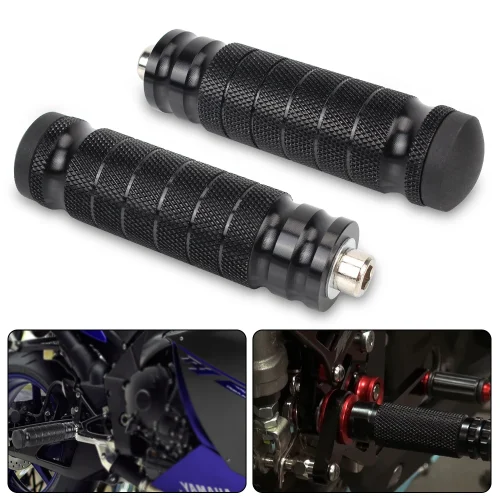 Aluminum Motorcycle Rearset Footpegs Non-Slip Black Pair