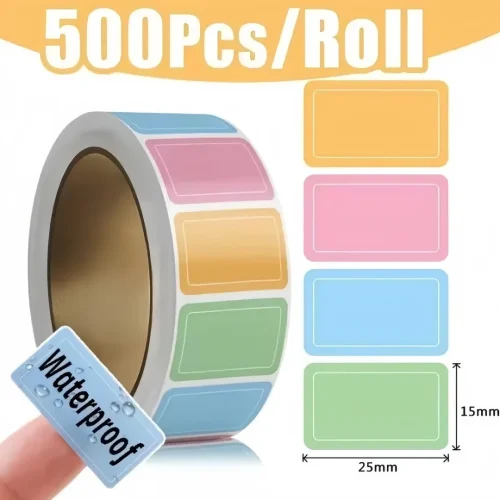 500pcs Waterproof Self-Adhesive Colorful Label Stickers
