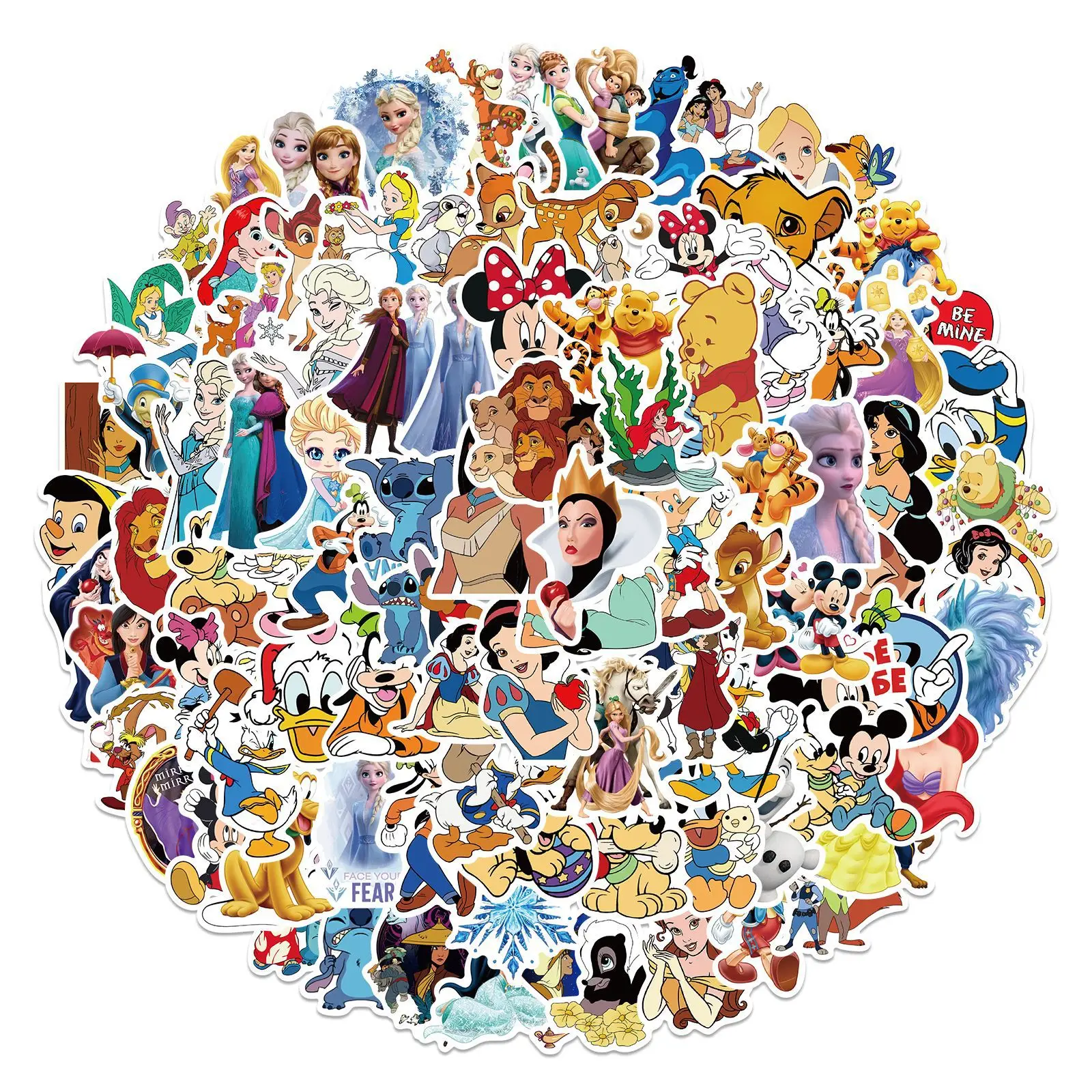 100Pcs Waterproof Disney Cartoon Stickers for DIY Projects