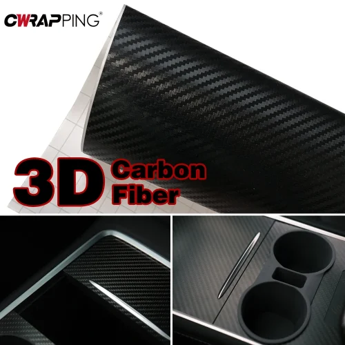 Carbon Fiber Vinyl Wrap Black PVC Film for Cars Motorcycles