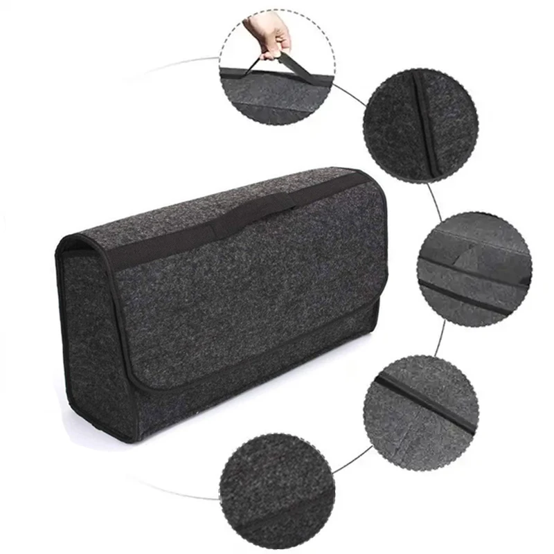 Woolen Felt Car Trunk Organizer Multi-Pocket Storage Box - Image 4
