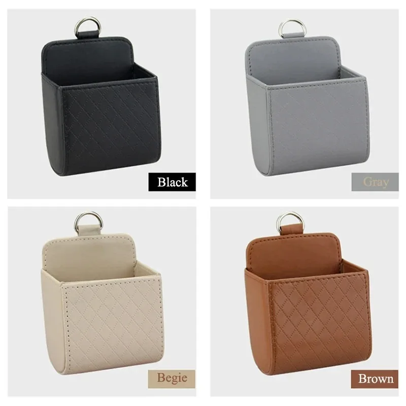 Leather Car Air Vent Organizer Box Phone Holder Storage Solution - Image 4