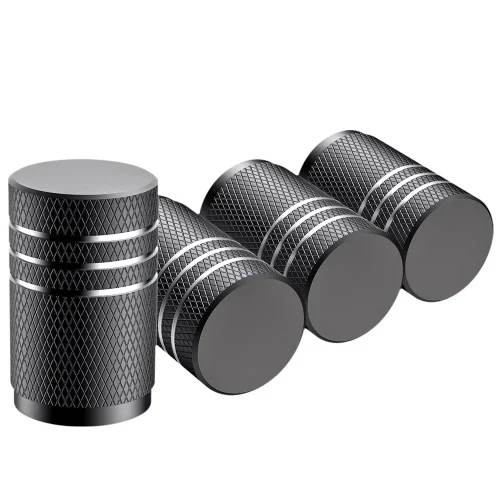 Aluminum Tire Valve Stem Caps Knurling Style Universal 4Pcs